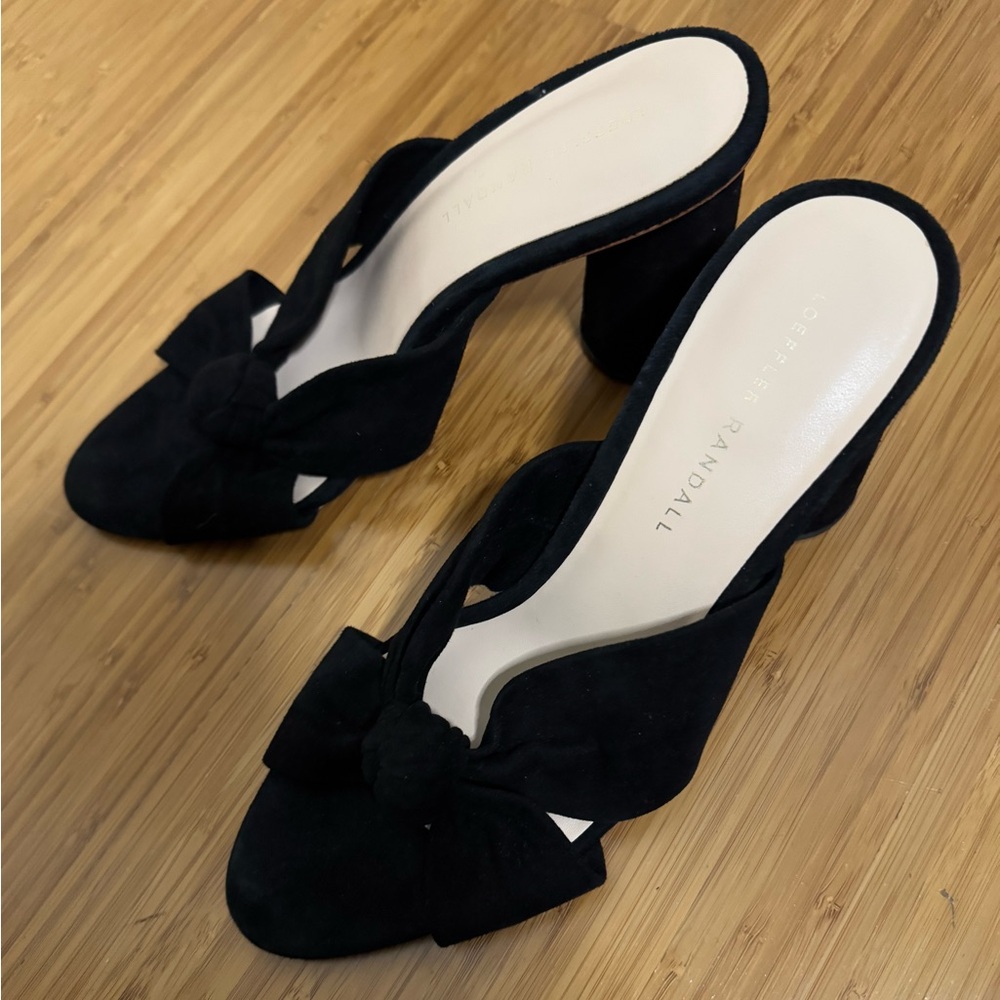 LOEFFLER RANDALL Emilia Black Suede Knot Slide 3/12” Round Heel size 10